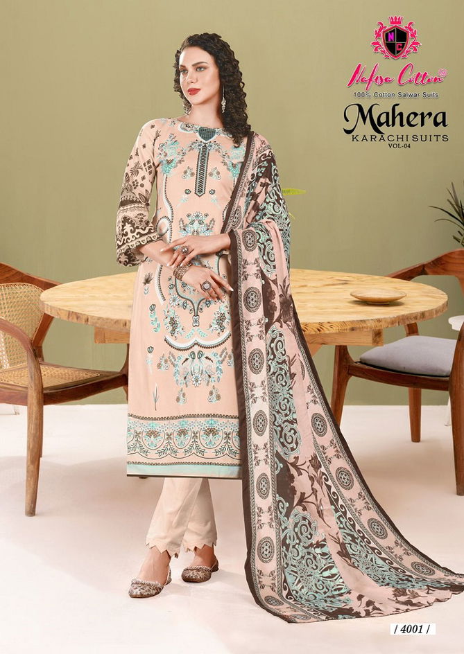 Mahera Vol 4 By Nafisa Printed Karachi Cotton Dress Material Wholesale Clothing Suppliers In India
